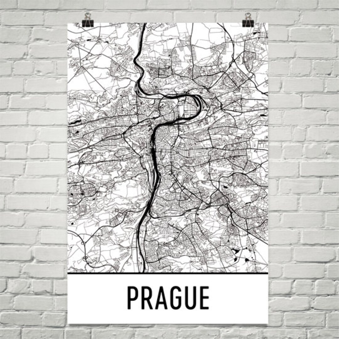 Prague Print, Prague Czech Republic Map Art Poster, Prague Wall Art ...