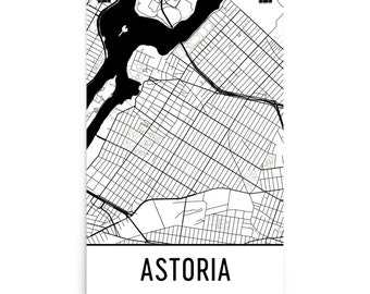 Kaart van Astoria, Astoria kunst, Astoria Print, Astoria NY Poster, Astoria Wall Art, kaart van Astoria Gift, Decor van het Astoria, Astoria, Astoria kaart kunst