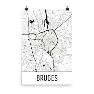 Bruges Map, Bruges Art, Bruges Print, Bruges Belgium Poster, Bruges Wall Art, Map of Bruges, Bruges Gift, Bruges Decor, Bruges Map Art Print