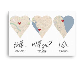 Hello, Will You, I Do, Art Print, 1st Anniversary Wedding Gift, First Anniversary Gift, Heart Art, Cotton Anniversary Gift, Cotton Gift