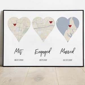 Met, Engaged, Married, Personalized Heart Map, Our Love Story, Every Love Story Is Beautiful, Our Story Timeline, Timeline Art