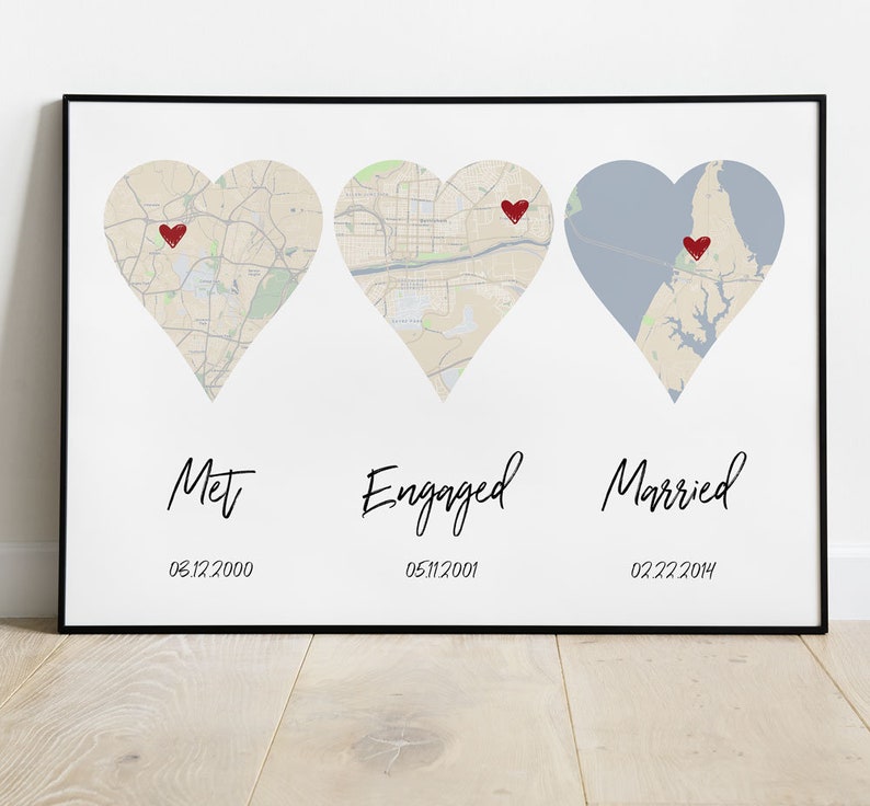 Met, Engaged, Married, Personalized Heart Map, Our Love Story, Every Love Story Is Beautiful, Our Story Timeline, Timeline Art 