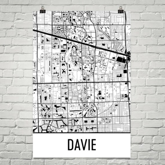 Prints Davie poster Custom map prints Davie city map Davie art Davie