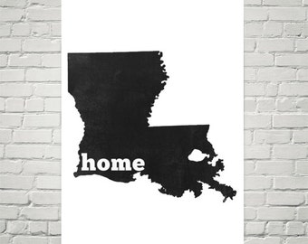 Impresión artística del mapa de Luisiana: póster hecho en EE. UU.