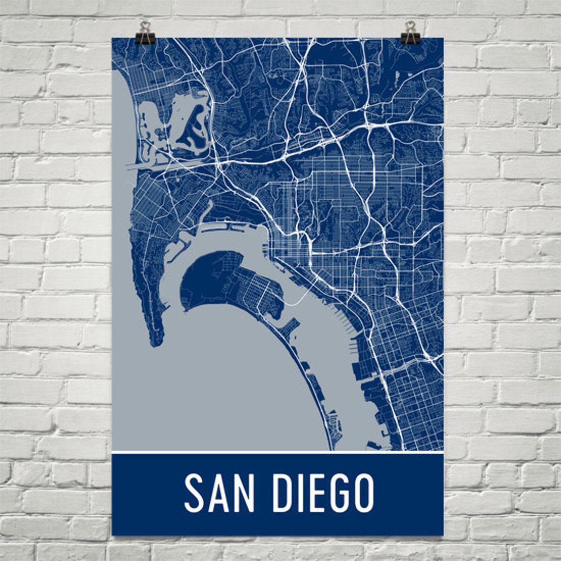 San Diego Map San Diego Art San Diego Print San Diego Etsy