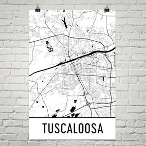 Tuscaloosa kaart Tuscaloosa kunst, Tuscaloosa Print, Tuscaloosa AL Art Poster, kunst aan de muur Tuscaloosa, Gift, kaart van Tuscaloosa, moderne kunst