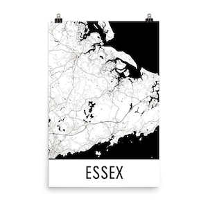 Essex Map, Essex Art, Essex Print, Essex MA Poster, Essex Wall Art, Map of Essex, Essex Gift, Essex Poster, Essex Decor, Essex Map Art