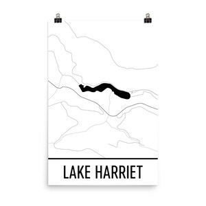 Lago Harriet Oregon, Lago Harriet ORO, Arte de Oregón, Decoración de Oregón, Mapa del Lago, Harriet O Lago, Decoración de la casa de campo, Oregon Mapa