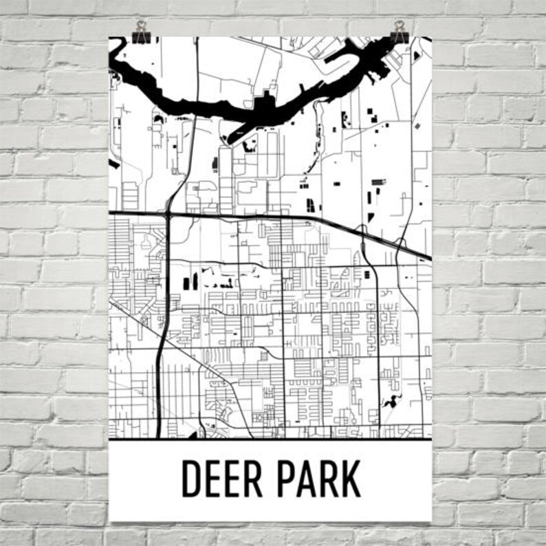 Deer Park TX Map Deer Park Art Deer Park Print Deer Park Etsy