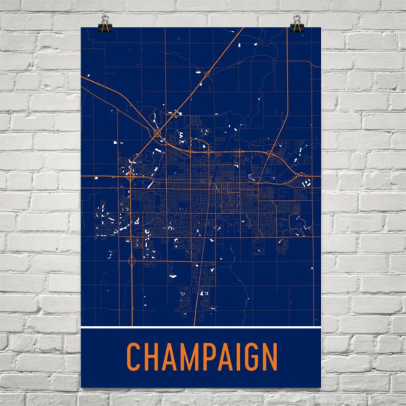 Champaign Map Art Print, Champaign IL Art Poster, Champaign Wall Art, Map of Champaign, Champaign Print, Gift, Birthday, Decor, Modern, Art image 2