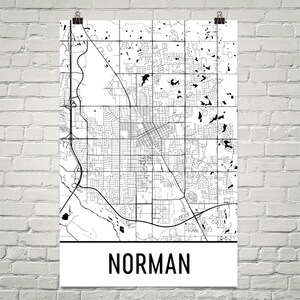 Norman Map, Norman Art, Norman Print, Norman OK Poster, Norman Wall Art, Norman Gift, Map of Normon, Norman Decor, Norman Map Art Print