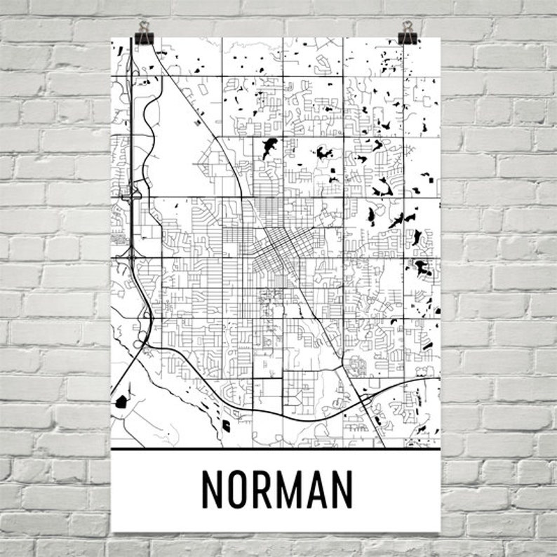 Norman Map Norman Art Norman Print Norman OK Poster Norman Etsy