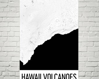 Hawaii Volcanoes National Park Print, Hawaii Volcanoes Hawaii Poster, Big Island Art, Big Island Print, Topographic Map, National Park Art