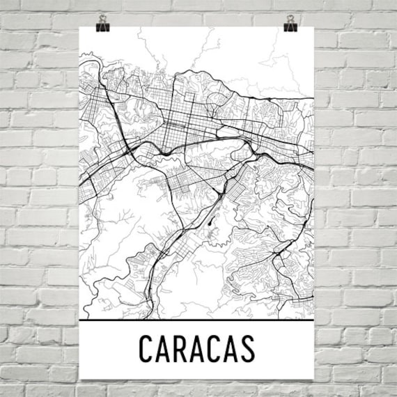 Caracas Venezuela Map Art Print: Modern City Street Design
