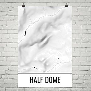 Helft Dome Print, Yosemite Poster, Half Dome topografische kaart, Yosemite National Park, wandelen van de Gift, California State, Merced River, Capitan