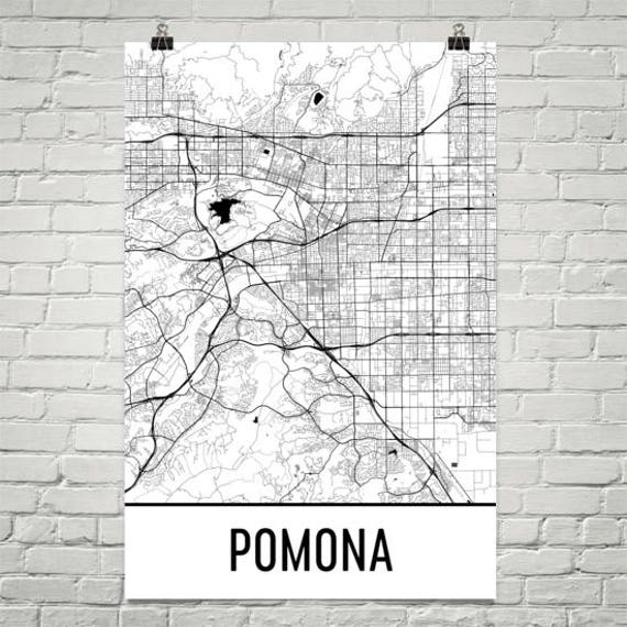 Pomona Map Pomona Art Pomona Print Pomona CA Poster Pomona  Etsy