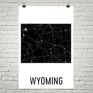 Wyoming Decor, Wyoming Art, Wyoming carte, Wyoming Wall Art, Wyoming signe, dans le Wyoming impression, dans le Wyoming cadeaux, maison, Decor, Poster, carte du Wyoming