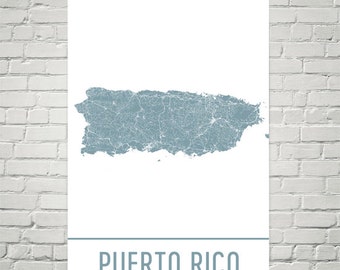Puerto Rico Map Art Print: Modern Street Map Decor