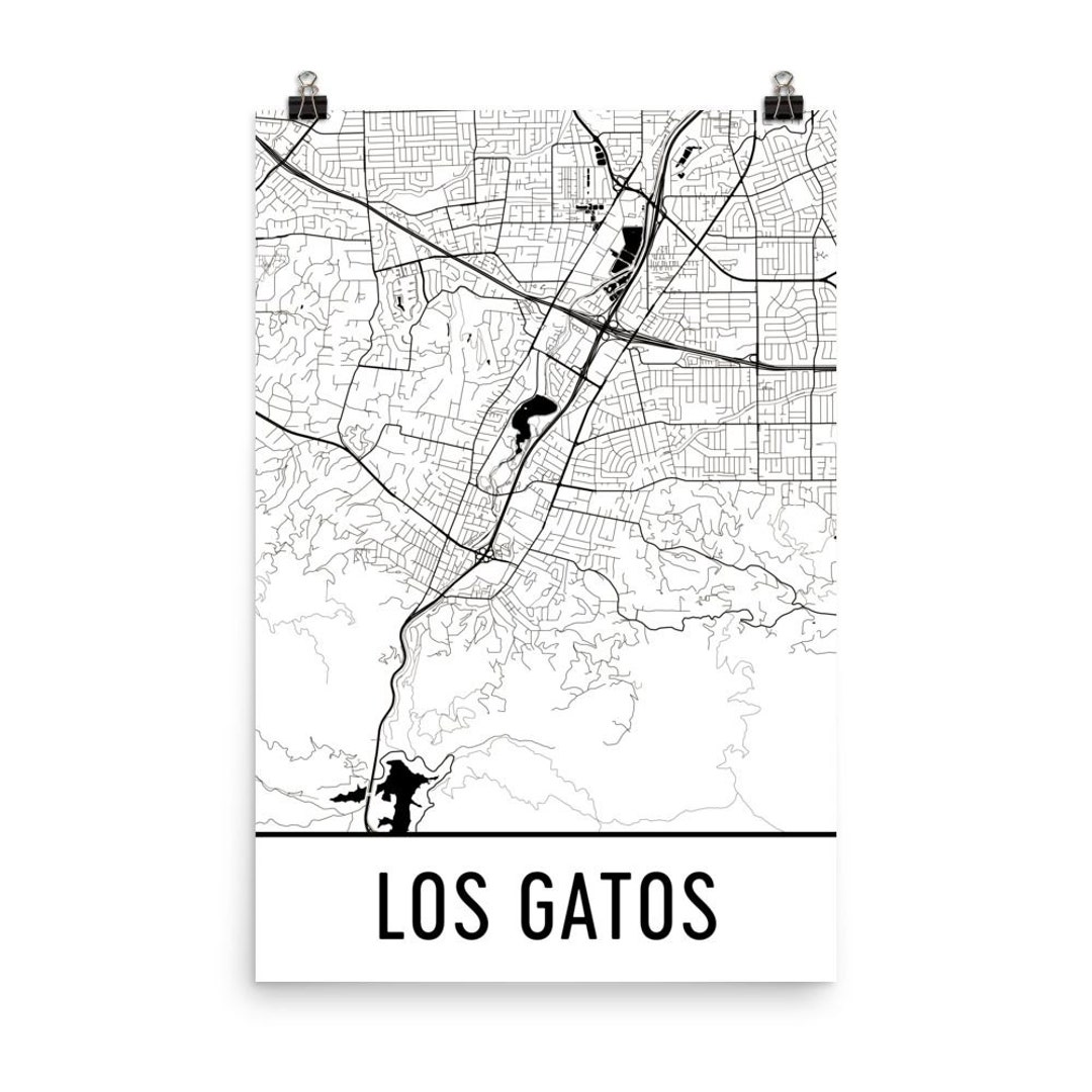 Los Gatos Map, Los Gatos Art, Los Gatos Print, Los Gatos CA Poster, Los