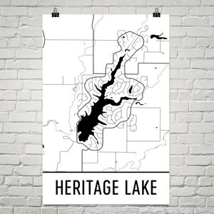 Heritage Lake Indiana, Heritage Lake IN, Heritage Lake Map, Indiana Map, Lake Map, Heritage Lake Art, Indiana Art, Indiana Lakes, Heritage image 1