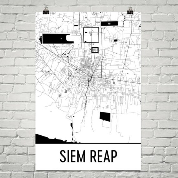 Angkor Wat Print Siem Reap Map Angkor Wat Art Siem Reap Etsy