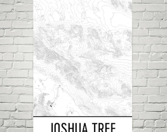 Joshua Tree National Park Map Poster, Modern Minimalist Topographical ...