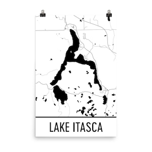Lago Itasca Minnesota, Lago Itasca MN, Minnesota Art, Minnesota Decor, Lake Map, Itasca MN Lake, Cottage Decor, Minnesota Mapa