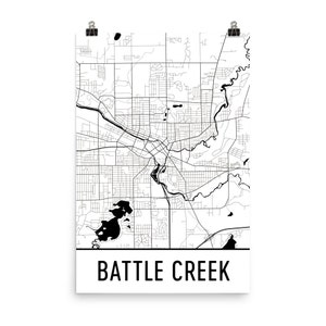 Battle Creek kaart Battle Creek kunst, Battle Creek Print, Battle Creek MI Poster, kunst aan de muur Battle Creek, kaart van Battle Creek, Gift, Decor, kaart