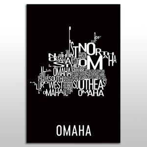 Omaha Neighborhood Typografie Karte Kunstdruck