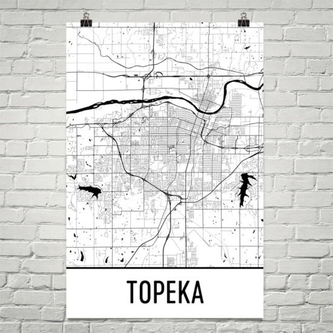 Topeka Map, Topeka Art, Topeka Print, Topeka KS Poster, Topeka Wall Art