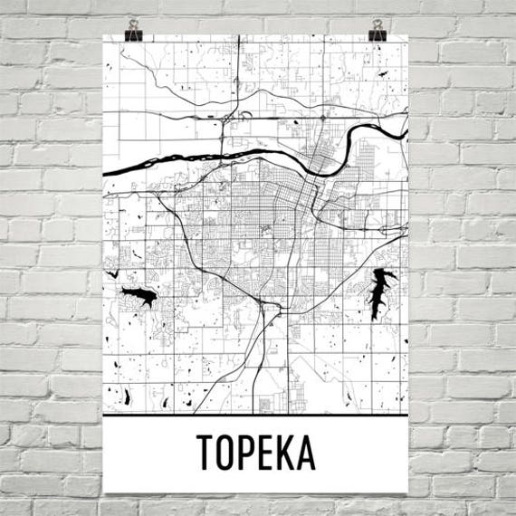 Topeka Map Topeka Art Topeka Print Topeka KS Poster Topeka Etsy