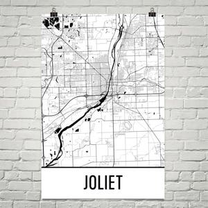 Joliet Karte, Joliet Joliet Druck, Joliet IL Poster, Kunst, Joliet Wandkunst, Karte von Illinois, Illinois Geschenk, Illinois Dekor, Illinois Karte Kunst