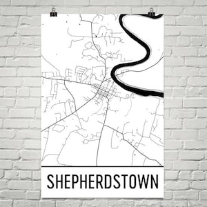 Shepherdstown Map, Shepherdstown Art, Shepherdstown Print, Shepherdstown WV Poster, Wall Art, Map of West Virginia, West Virginia Poster
