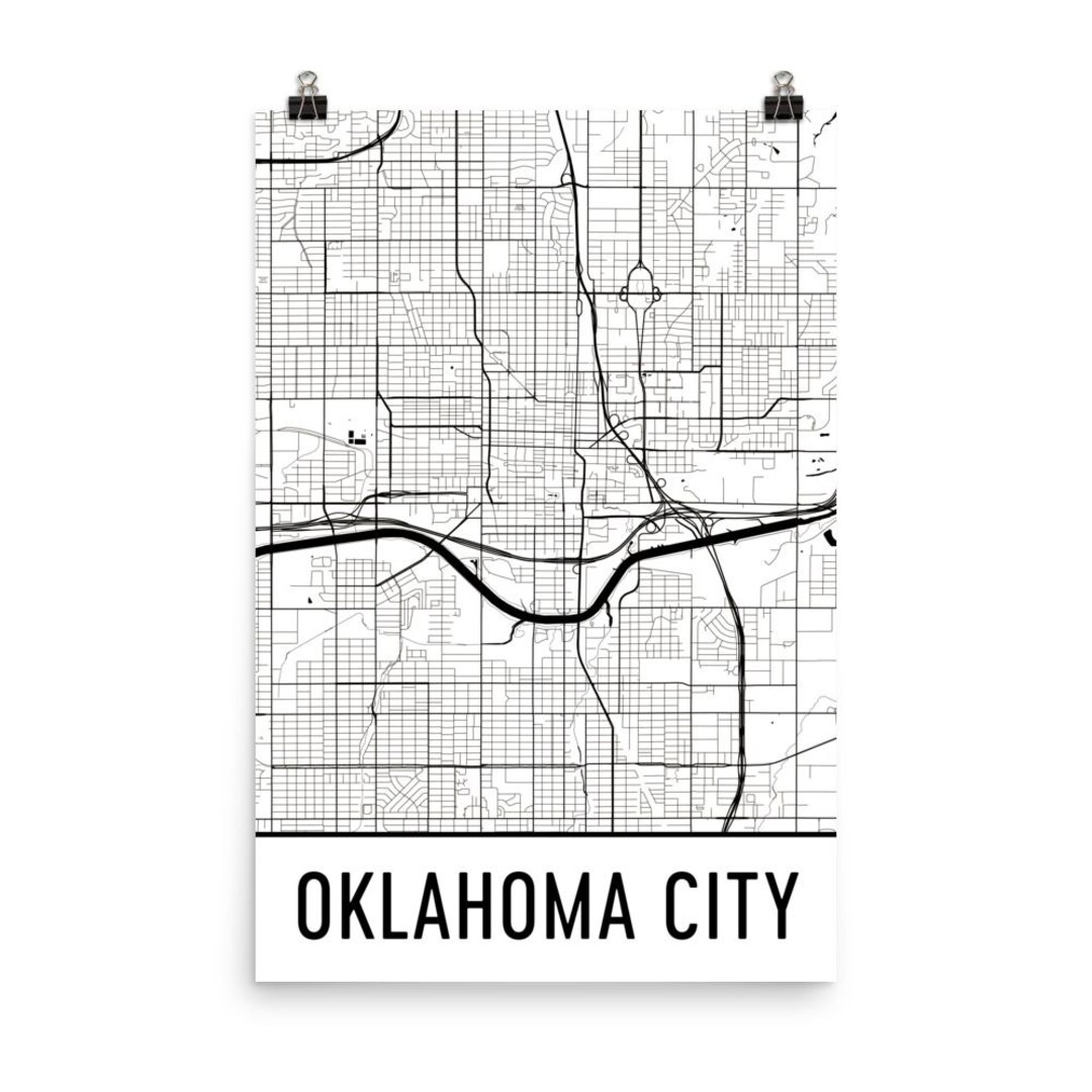 Oklahoma City Map, Oklahoma City Art, OKC Print, Oklahoma City OK Art ...
