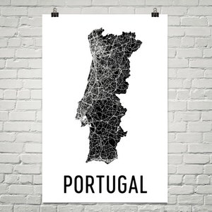 Portugal Map, Map of Portugal, Portugal Art, Portugal Print, Portugal Wall Art, Portugese Gifts, Portugese Decor, Portugal Map Print