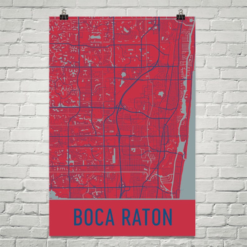 Boca Raton Map Boca Raton Art Boca Raton Print Boca Raton Etsy