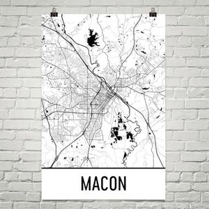 Macon Map, Macon Art, Macon Print, Macon Georgia Poster, Macon Wall Art ...