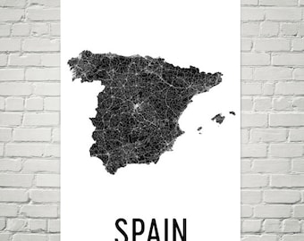 Spain Street Map Art Print: Modern Spanish Decor
