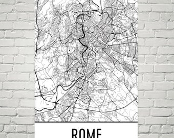 Lámina artística del mapa de Roma: decoración moderna para el hogar