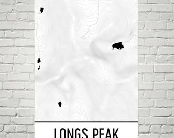 Longs Peak Topographische Karte Druck, Colorado Mountain Art
