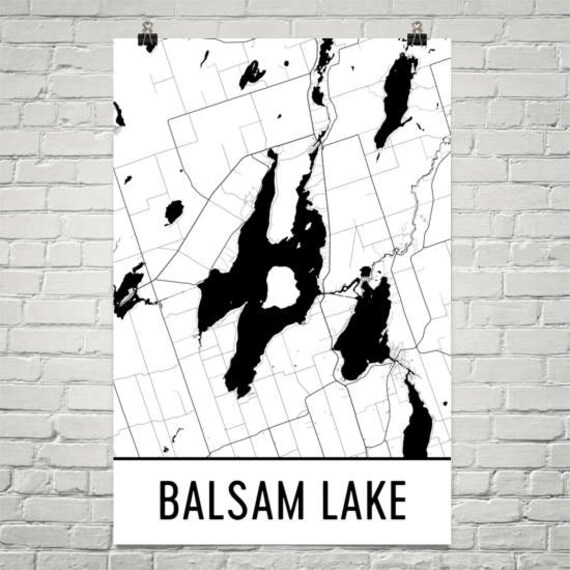 Balsam Lake Ontario Balsalm Lake Map Kawartha Lakes Map Etsy