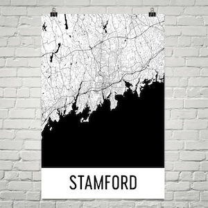 Stamford Map, Stamford Art, Stamford Print, Stamford CT Poster ...