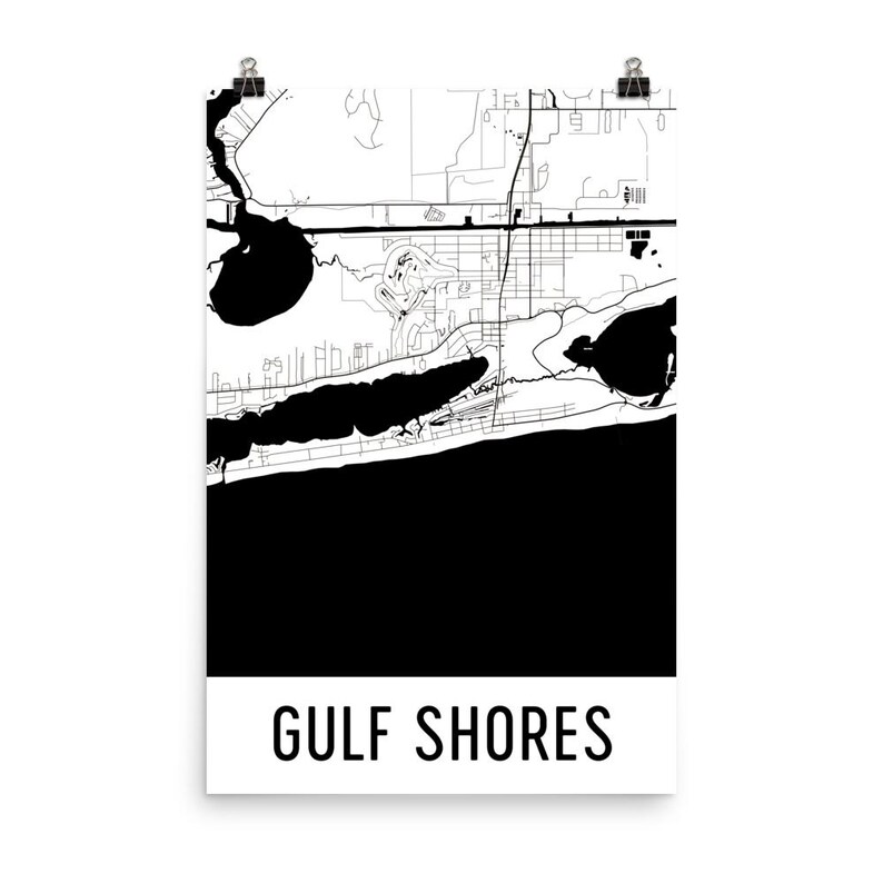Gulf Shores Map Gulf Shores Art Gulf Shores Print Gulf Etsy