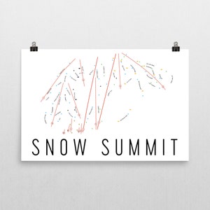 Nieve Cumbre esquí mapa arte, Big Bear, nieve Cumbre California, mapa de camino de Cumbre de nieve, regalos snowboard, Snowboard, Snowboard pared arte