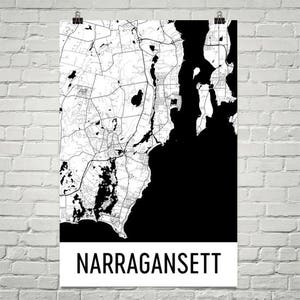 Narragansett RI Map, Narragansett Art, Narragansett Print, Narragansett Rhode Island Poster, Wall Art, Gifts, Map of Rhode Island, Decor