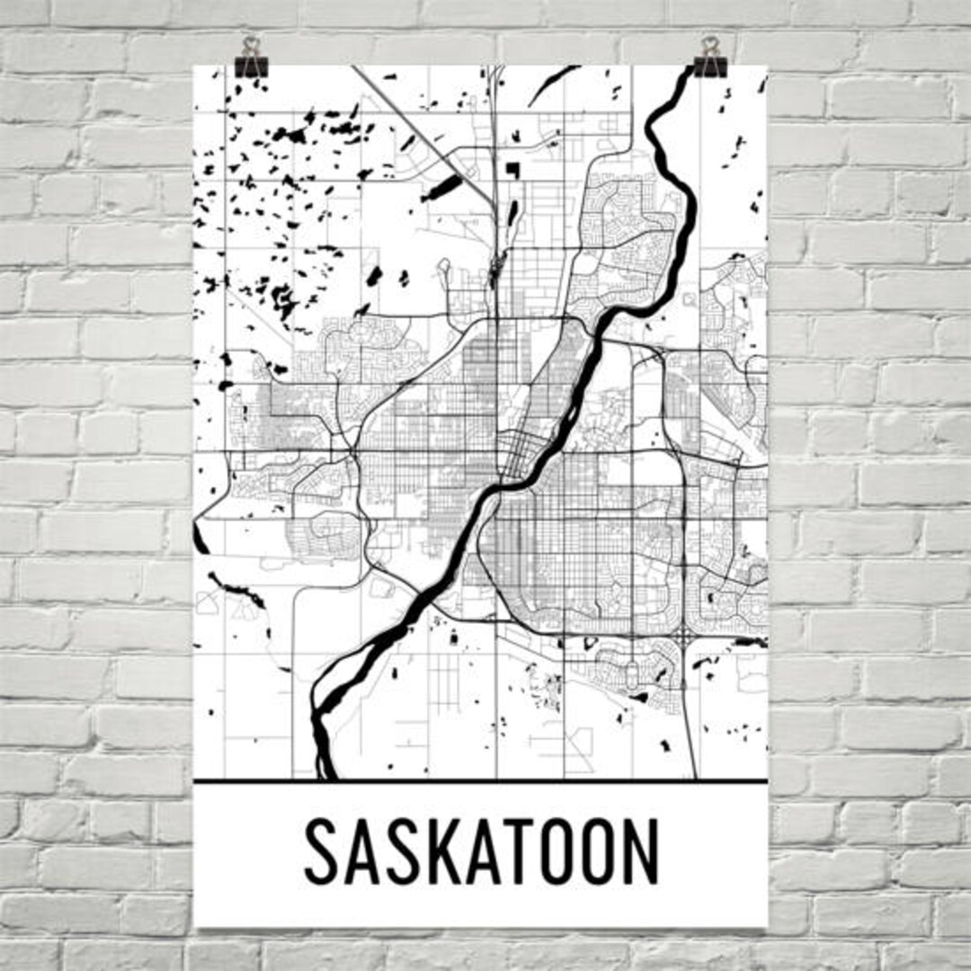 Saskatoon Map, Saskatoon Art, Saskatoon Print, Saskatoon Poster