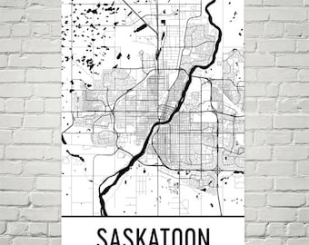 Saskatoon City Map Art Print: Saskatchewan, Canada