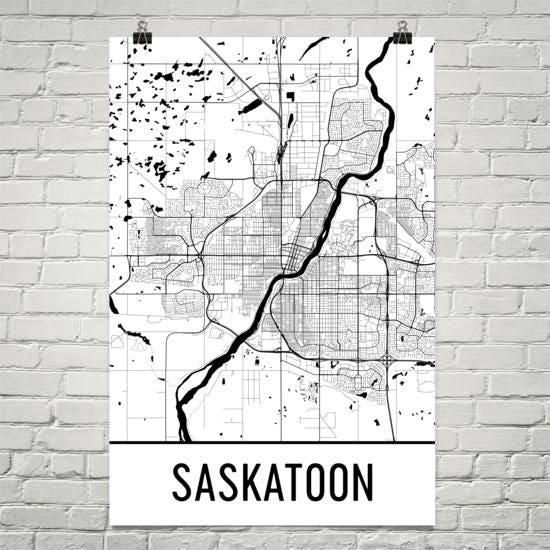 Saskatoon Map Saskatoon Art Saskatoon Print Saskatoon Etsy Canada