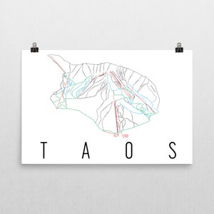 Taos Ski Map Art, Taos New Mexico, Taos Trail Map, Taos Ski Resort, New Mexico Art, New Mexico Wall Art, Gifts For Skiers, Cabin Decor, Art