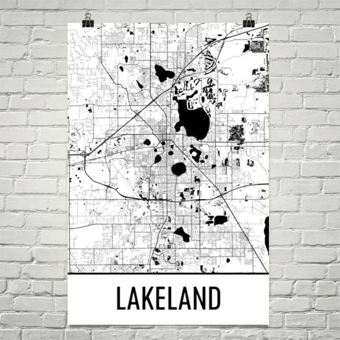 Lakeland Florida Map Art Print: Modern City Street Poster - Etsy